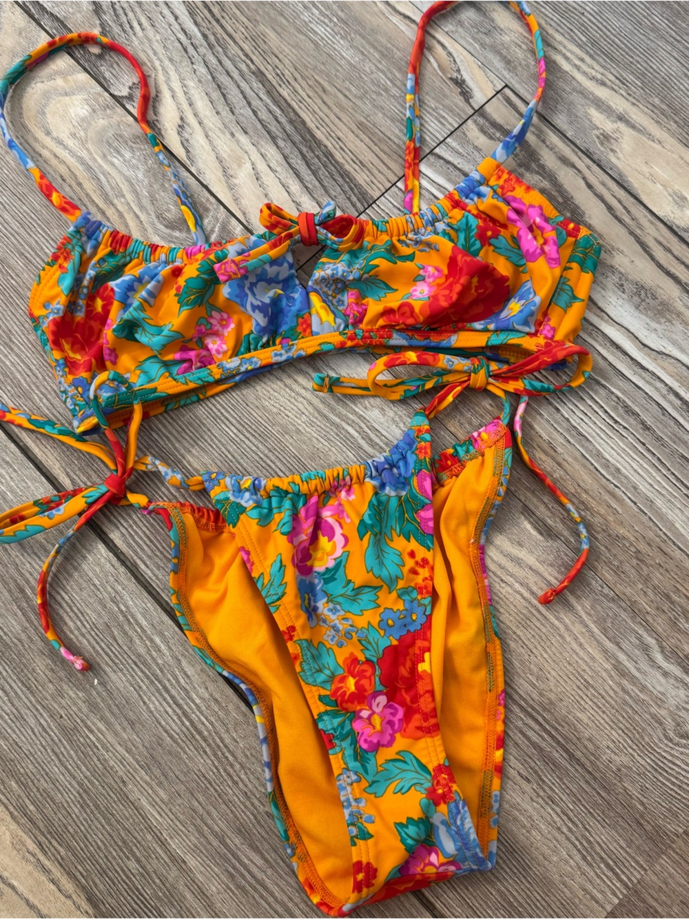 Xhilaration Girls Orange Floral Two-Piece Bikini